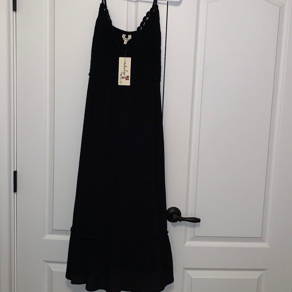 Spaghetti strap knit top dress